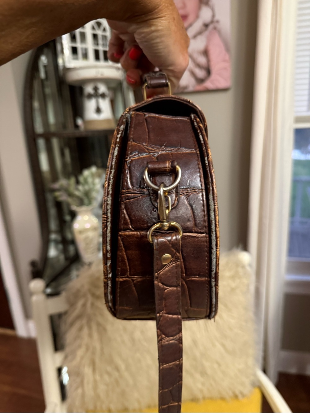 Dooney & Bourke Dark Brown Woven Leather Top-Handle Satchel - Picture 9 of 9